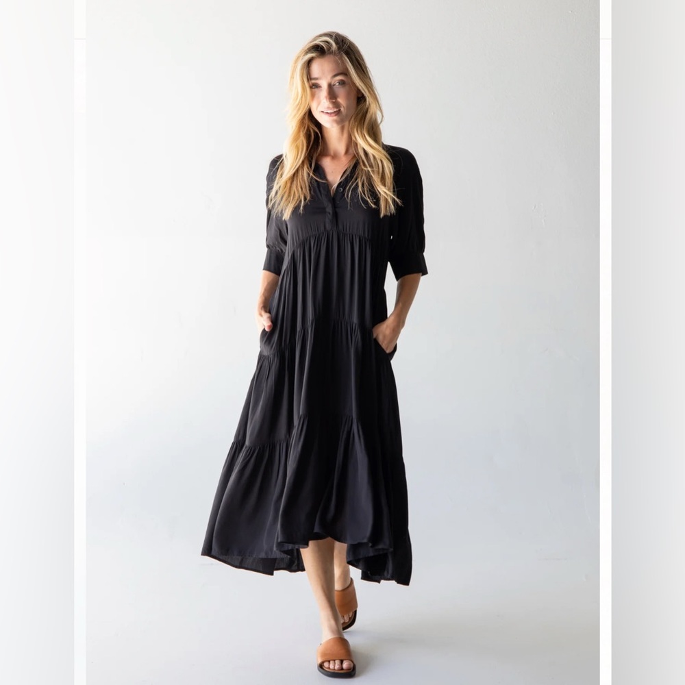 NATURAL LIFE Rebecca midi dress black SMALL